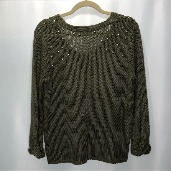RD Style Knit Green Sweater with Studs - Picture 2 of 7